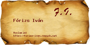 Fórizs Iván névjegykártya